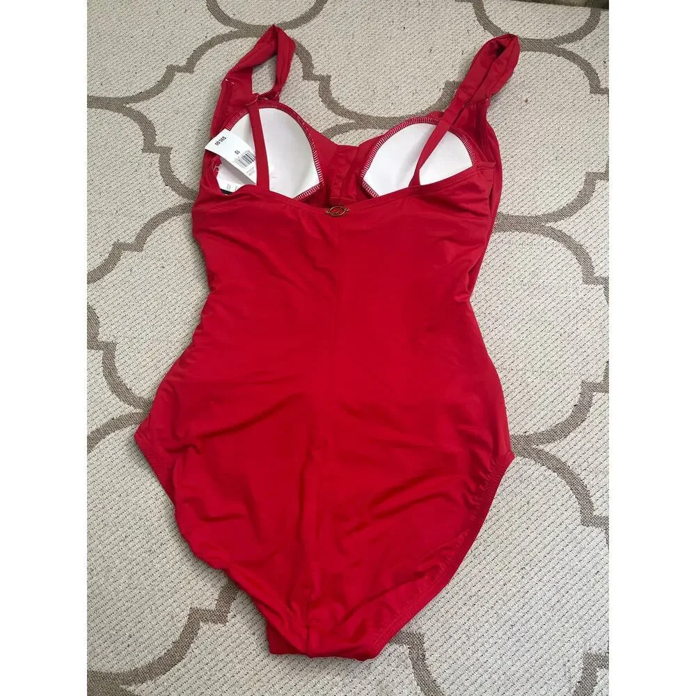 Jantzen Red Surplice One Piece Tummy control swimsuit, size 10, MSRP $95
